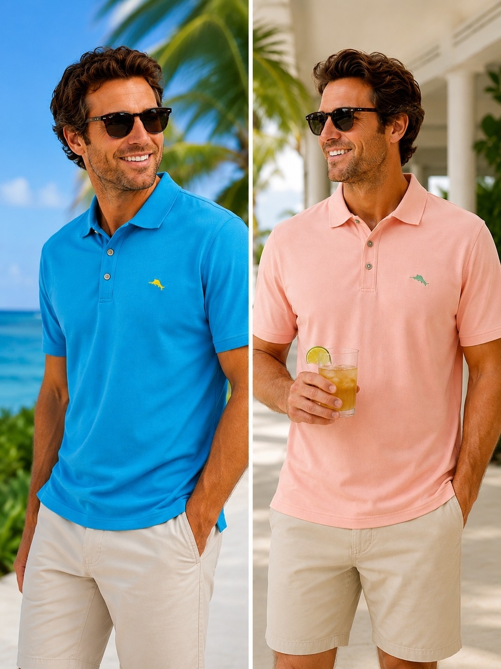 Tommy Bahama Supima Polo Bundle XL Pink & Blue Golf Resort Shirts